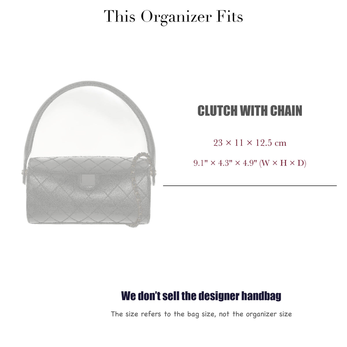 Bag Insert for (Chanel, Clutch with Chain) Organizer of Silk Fabric