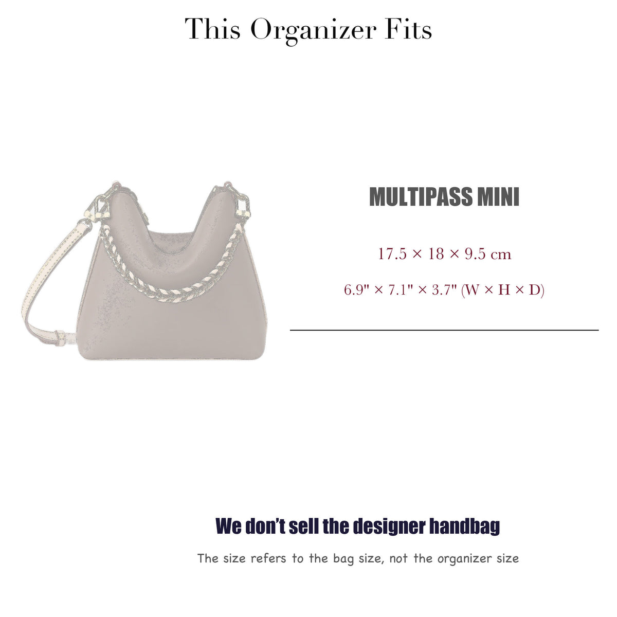 Bag Insert for (LV, Multipass Mini) Organizer of Silk Fabric