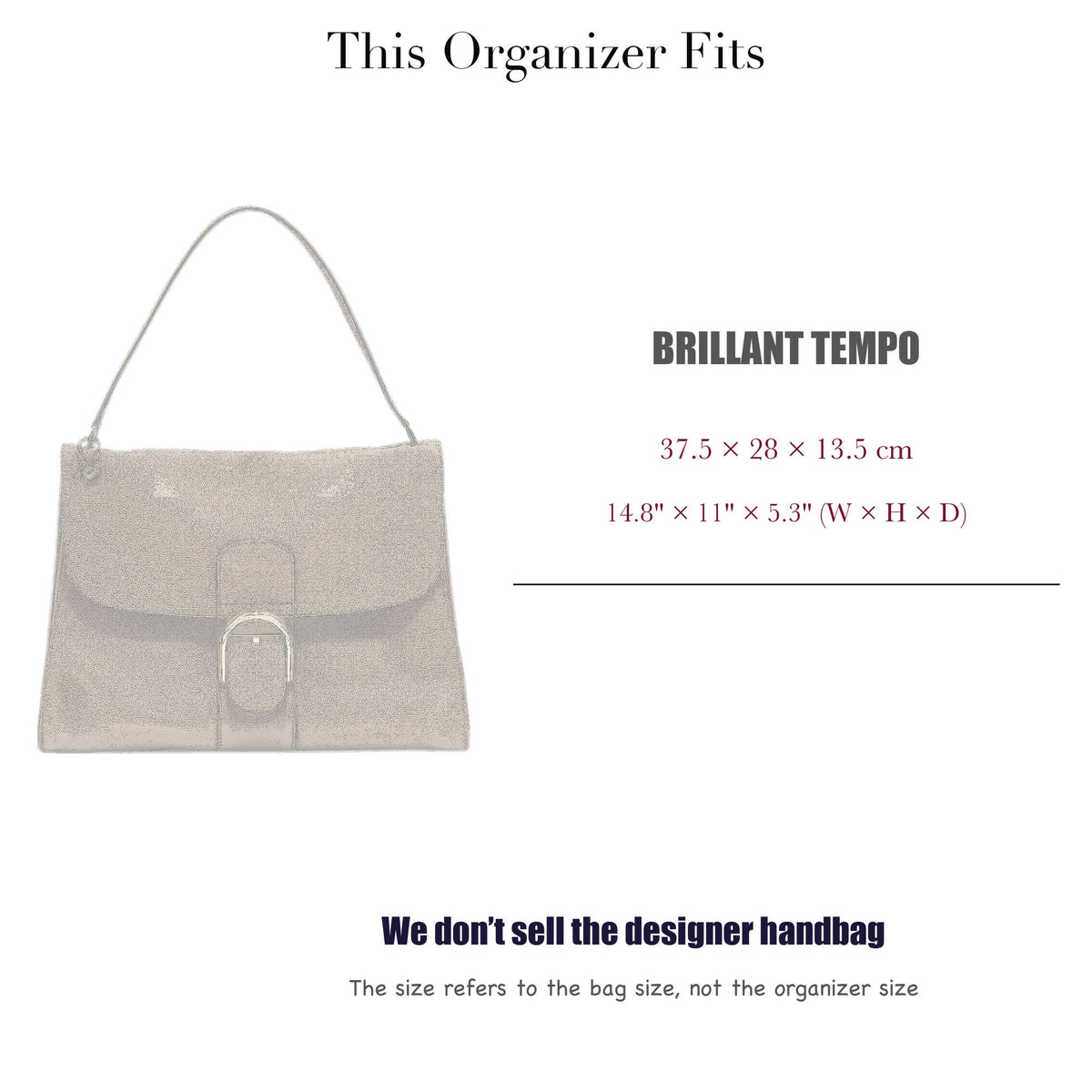Bag Insert for (Delvaux, Brillant Tempo) Organizer of Felt Fabric