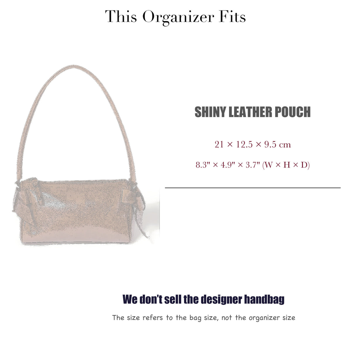 Bag Insert for (Miu Miu, Shiny Leather Pouch) Organizer of Felt Fabric