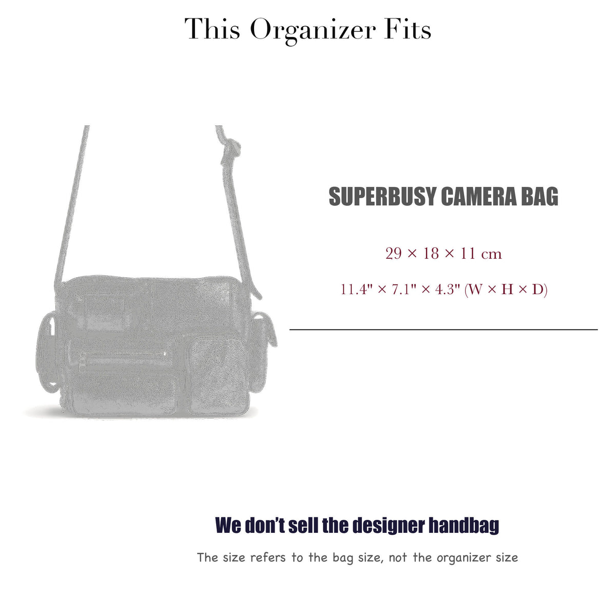 Bag Insert for (Balenciaga, Superbusy Camera Bag) Organizer of Felt Fabric