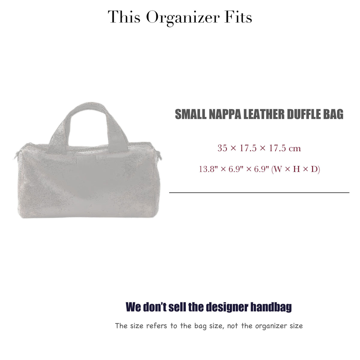 Bag Insert for (Prada, Small Nappa Leather Duffle Bag) Organizer of Nylon Fabric