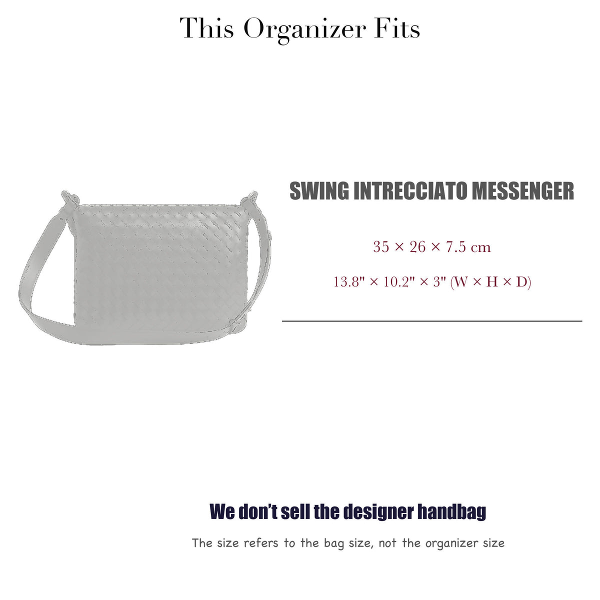 Bag Insert for (Bottega Veneta, Swing Intrecciato Messenger) Organizer of Silk Fabric