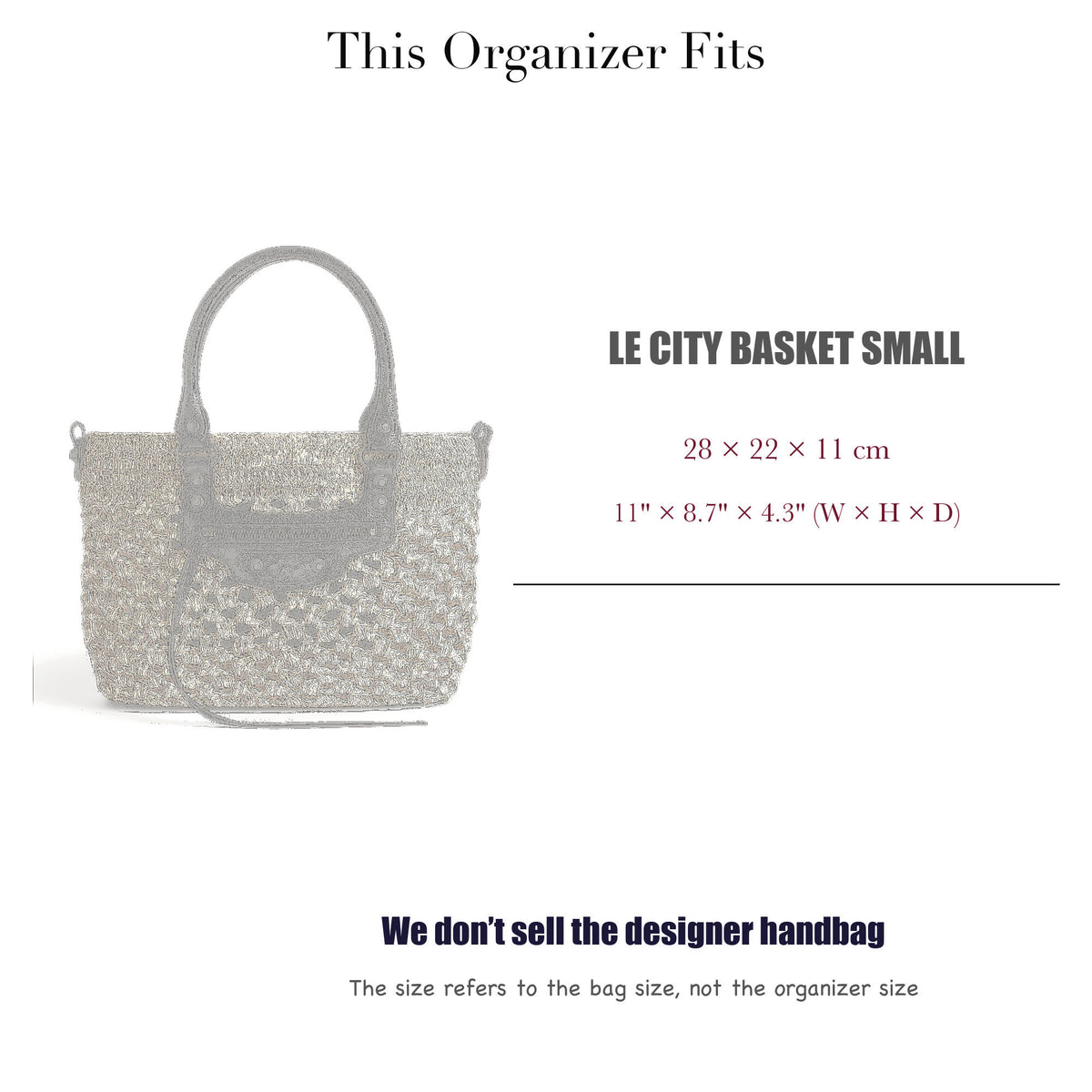 Bag Insert for (Balenciaga, Le City Basket Small) Organizer of Nylon Fabric