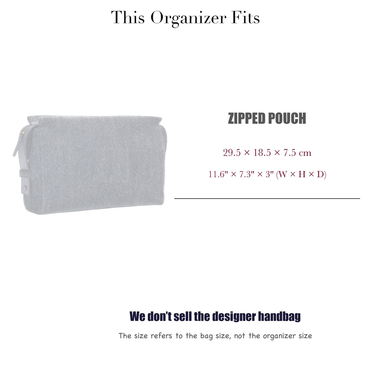 Bag Insert for (Chanel, Zipped Pouch) Organizer of Felt Fabric