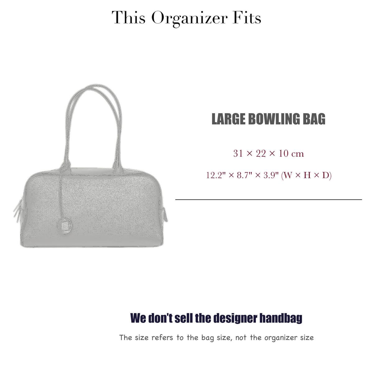 Bag Insert for (Chanel, Large Bowling Bag) Organizer of Felt Fabric