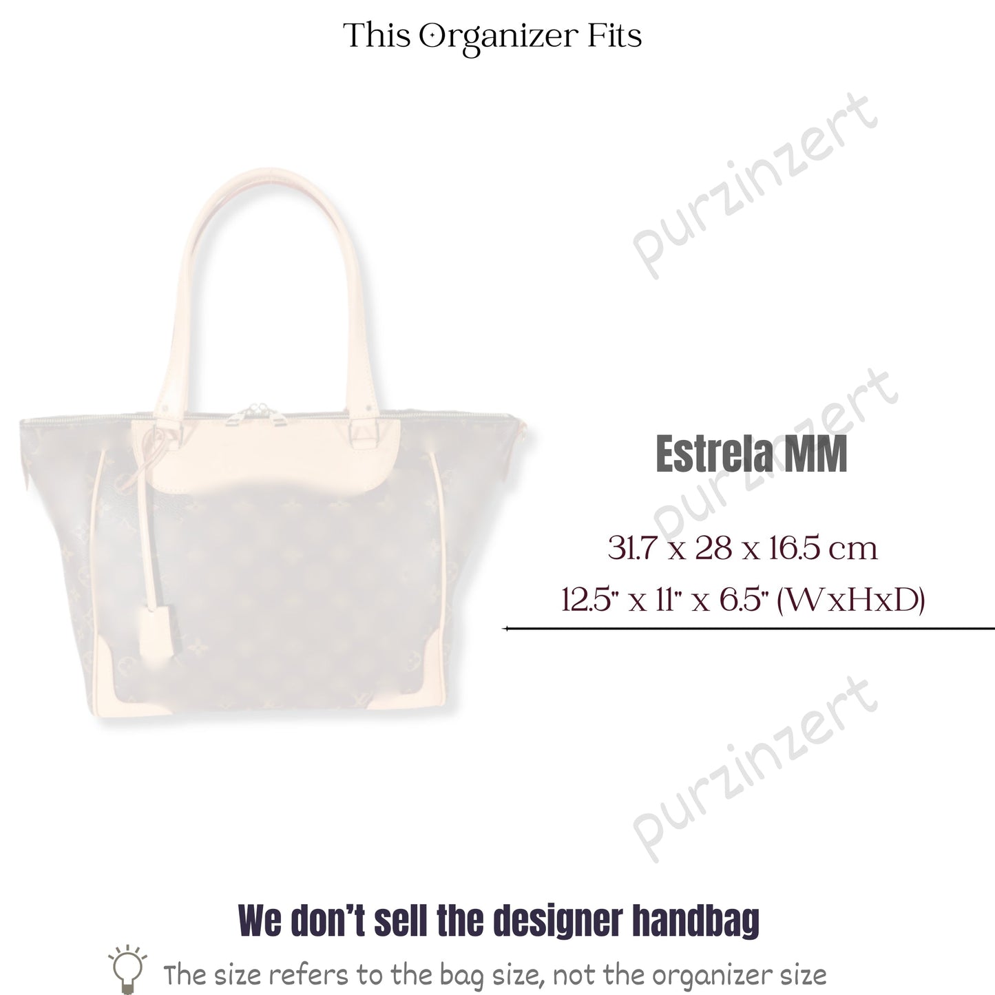 Bag Insert for (LV, Estrela) Organizer of Felt Fabric