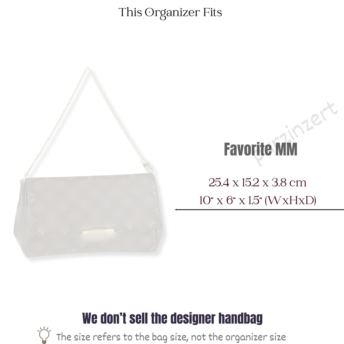 Bag Insert for (LV, Favorite MM (Medium)) Organizer of Felt Fabric