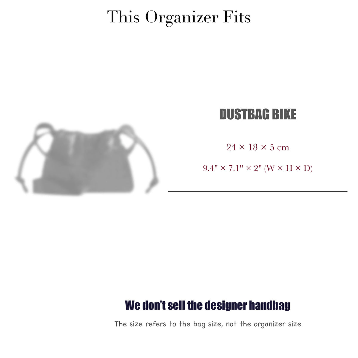 Bag Insert for (Bottega Veneta, DustBag Bike) Organizer of Felt Fabric