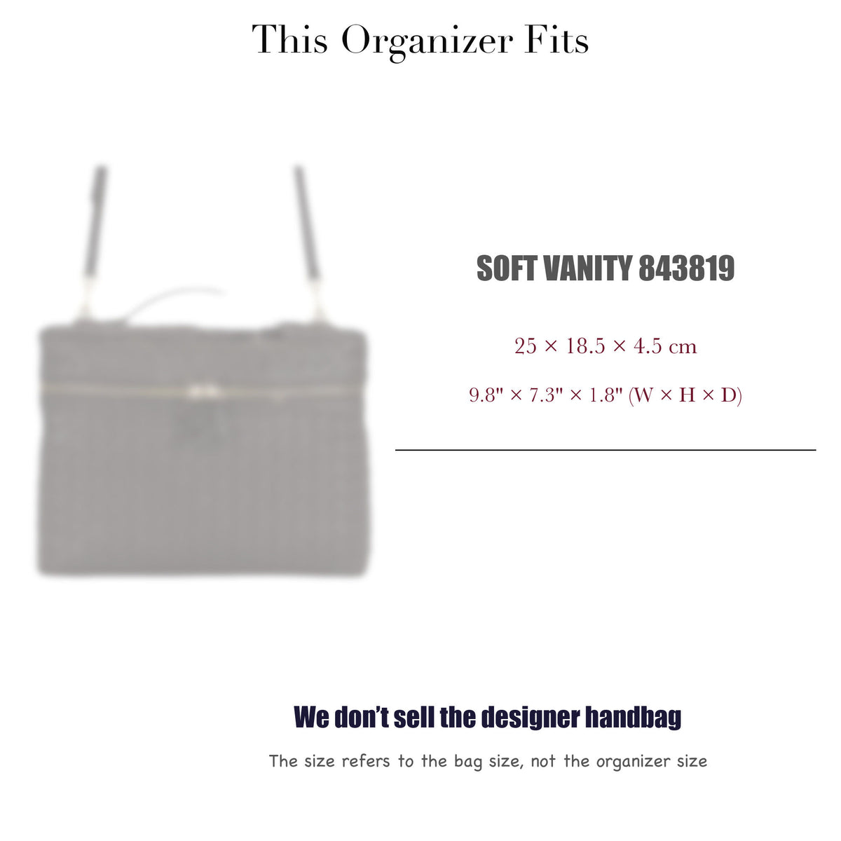 Bag Insert for (Bottega Veneta, Soft Vanity 843819) Organizer of Silk Fabric