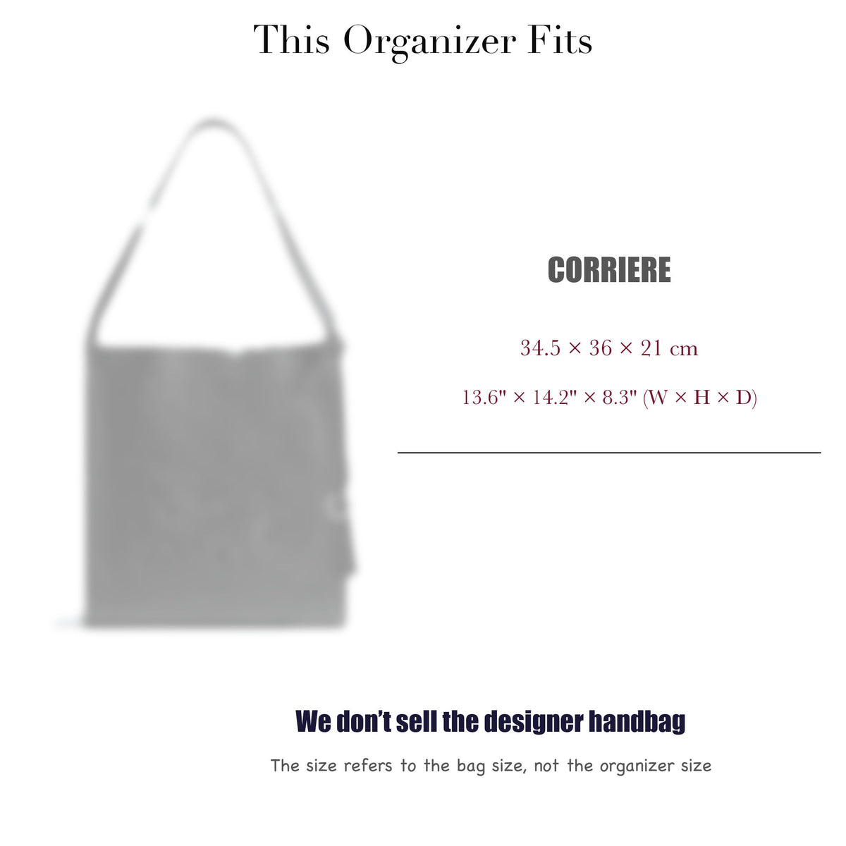 Bag Insert for (Bottega Veneta, Corriere) Organizer of Felt Fabric