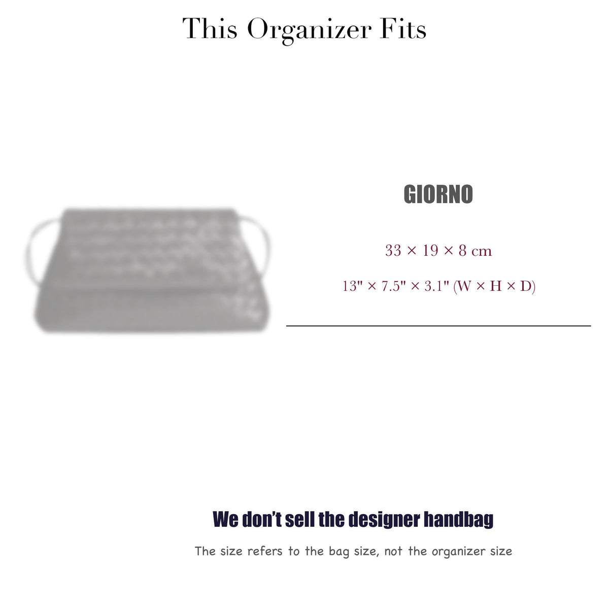 Bag Insert for (Bottega Veneta, Giorno) Organizer of Silk Fabric