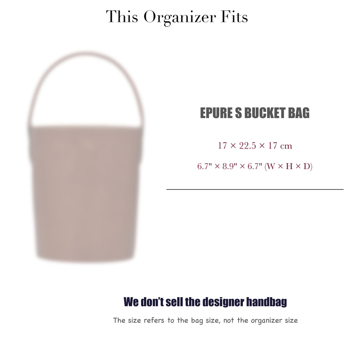 Bag Insert for (Longchamp, Epure S Bucket Bag) Organizer of Felt Fabric