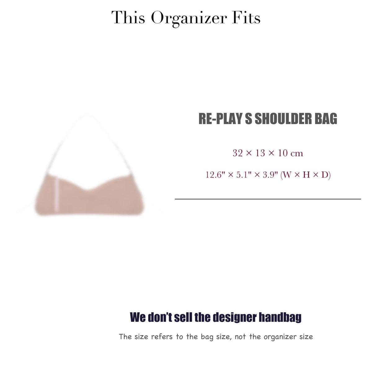 Bag Insert for (Longchamp, Re-Play S Shoulder Bag) Organizer of Felt Fabric