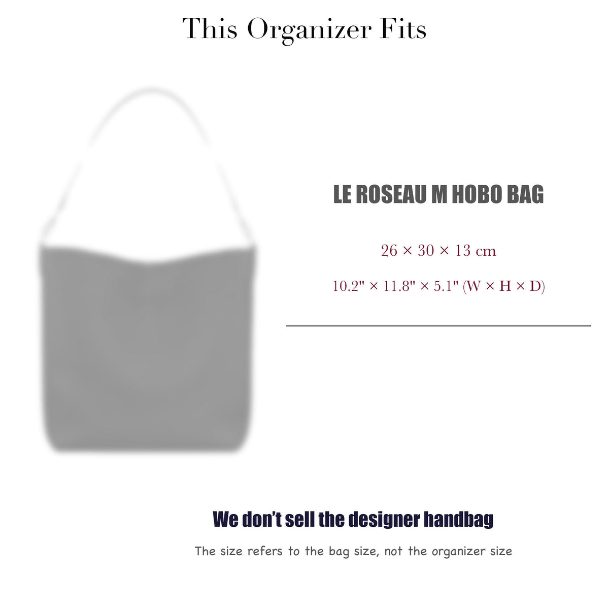 Bag Insert for (Longchamp, Le Roseau M Hobo Bag) Organizer of DupontPaper with Silk Interior