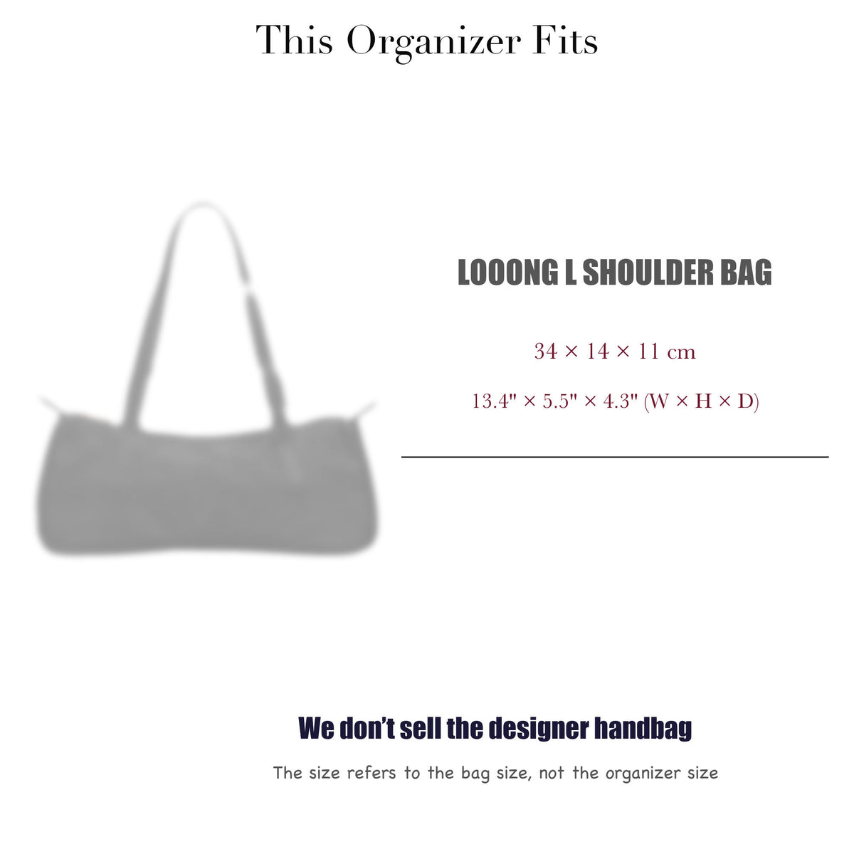 Bag Insert for (Longchamp, Looong L Shoulder Bag) Organizer of Felt Fabric