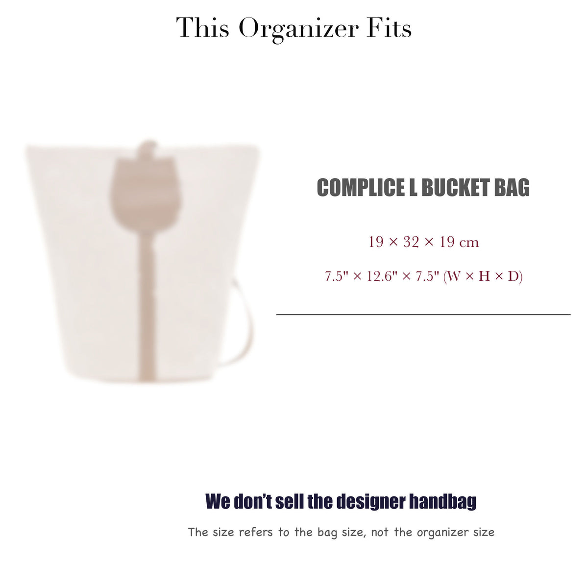 Bag Insert for (Longchamp, Complice L Bucket Bag) Organizer of Nylon Fabric