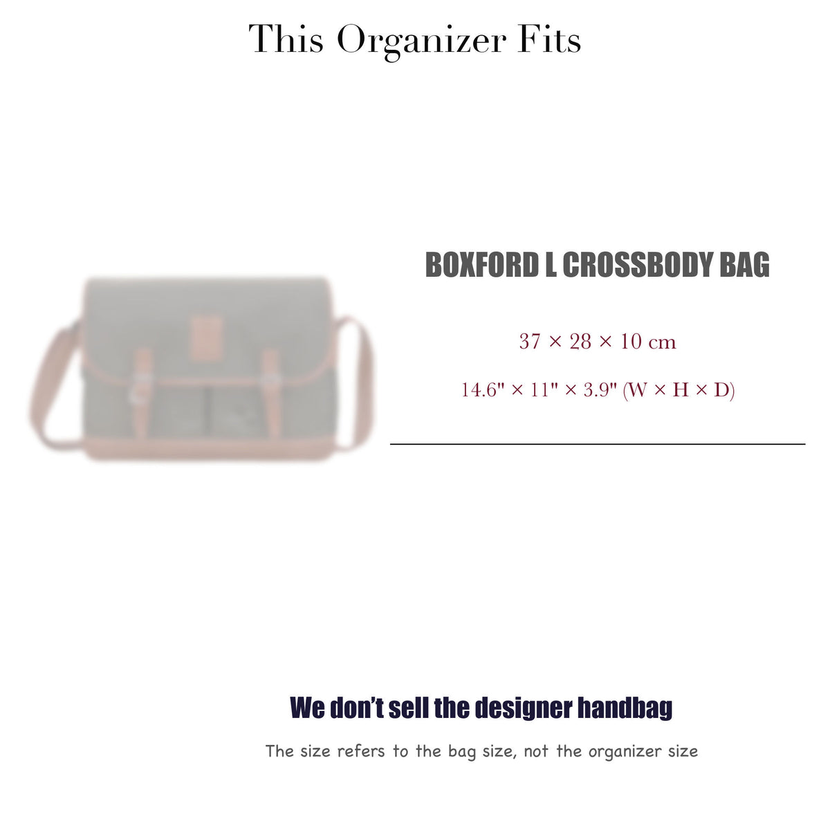 Bag Insert for (Longchamp, Boxford L Crossbody Bag) Organizer of Silk Fabric