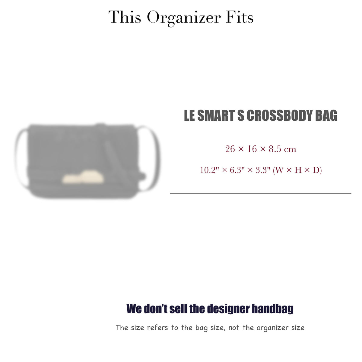 Bag Insert for (Longchamp, Le Smart S Crossbody Bag) Organizer of Silk Fabric