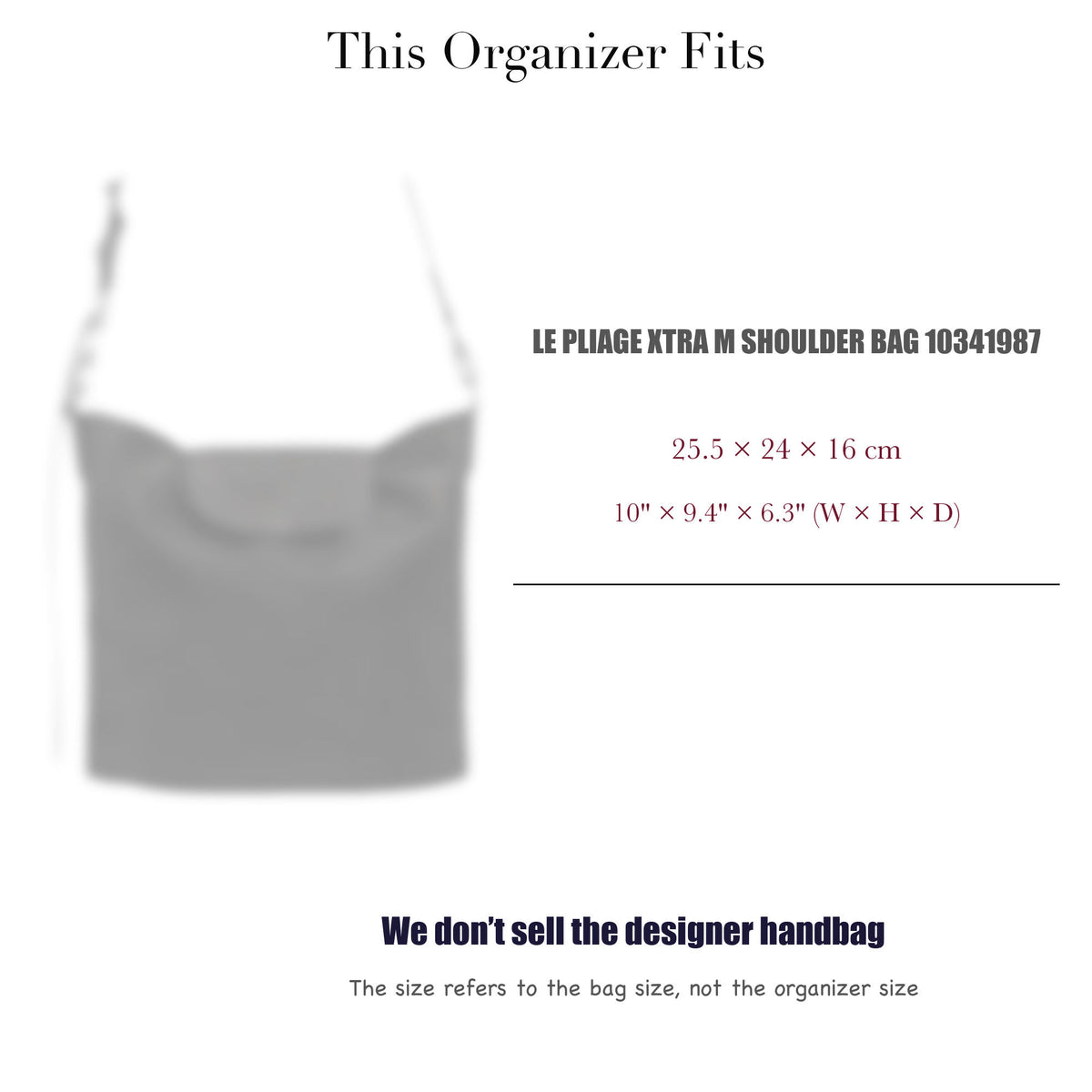 Bag Insert for (Longchamp, Le Pliage Xtra M Shoulder bag 10341987) Organizer of DupontPaper with Silk Interior