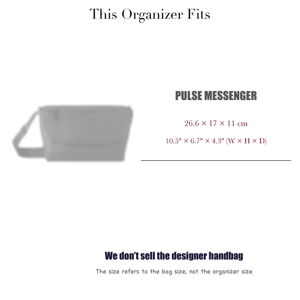 Bag Insert for (LV, Pulse Messenger) Organizer of Silk Fabric