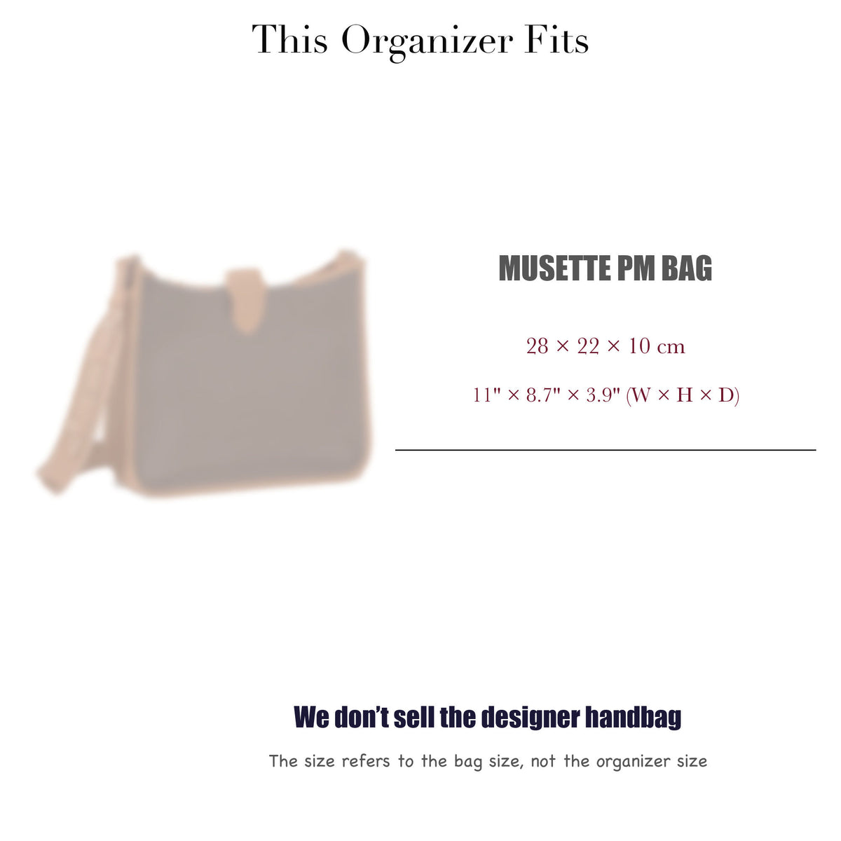 Bag Insert for (Goyard, Musette PM Bag) Organizer of Silk Fabric