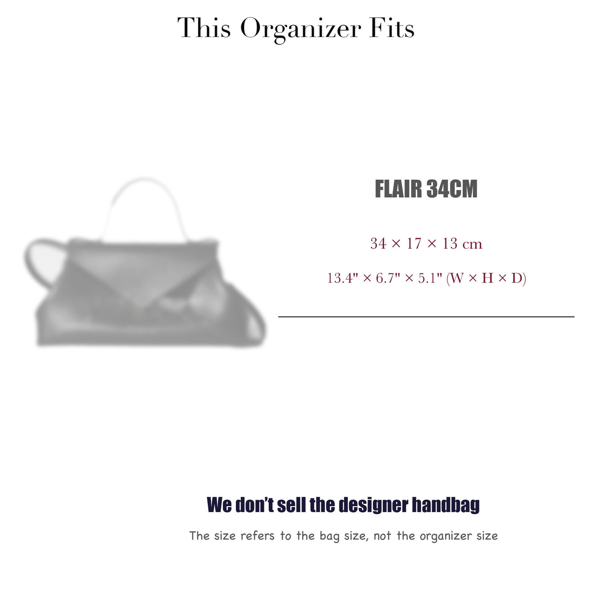 Bag Insert for (Celine, Flair 34cm) Organizer of Silk Fabric