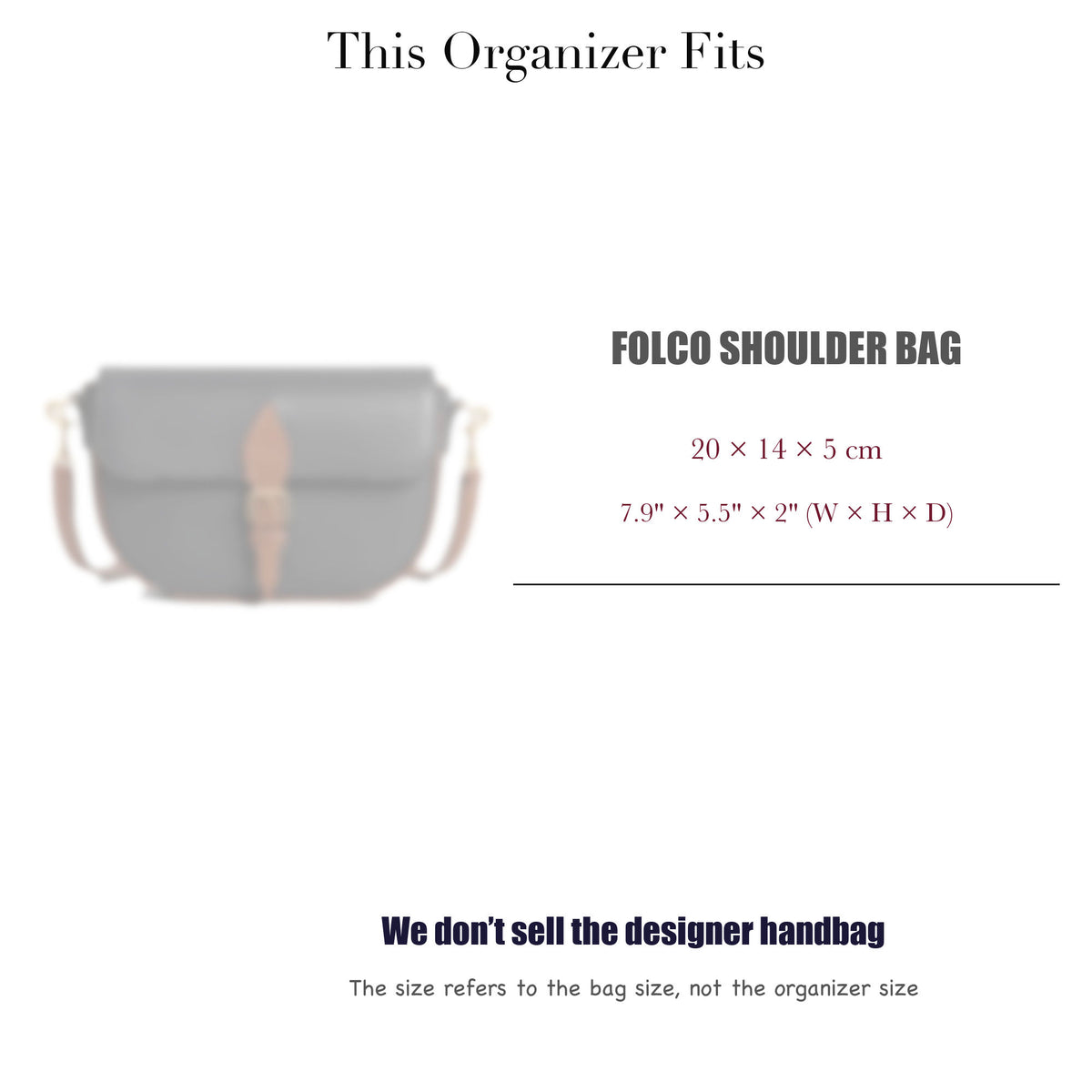 Bag Insert for (Celine, FOLCO SHOULDER BAG) Organizer of Nylon Fabric