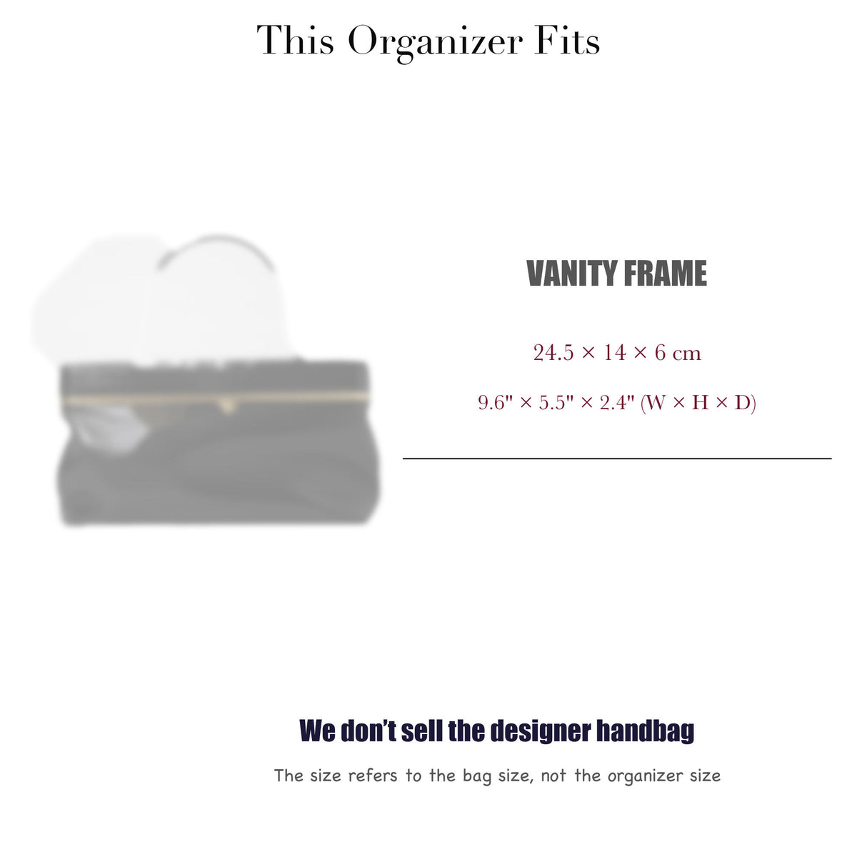 Bag Insert for (Celine, VANITY FRAME) Organizer of Silk Fabric