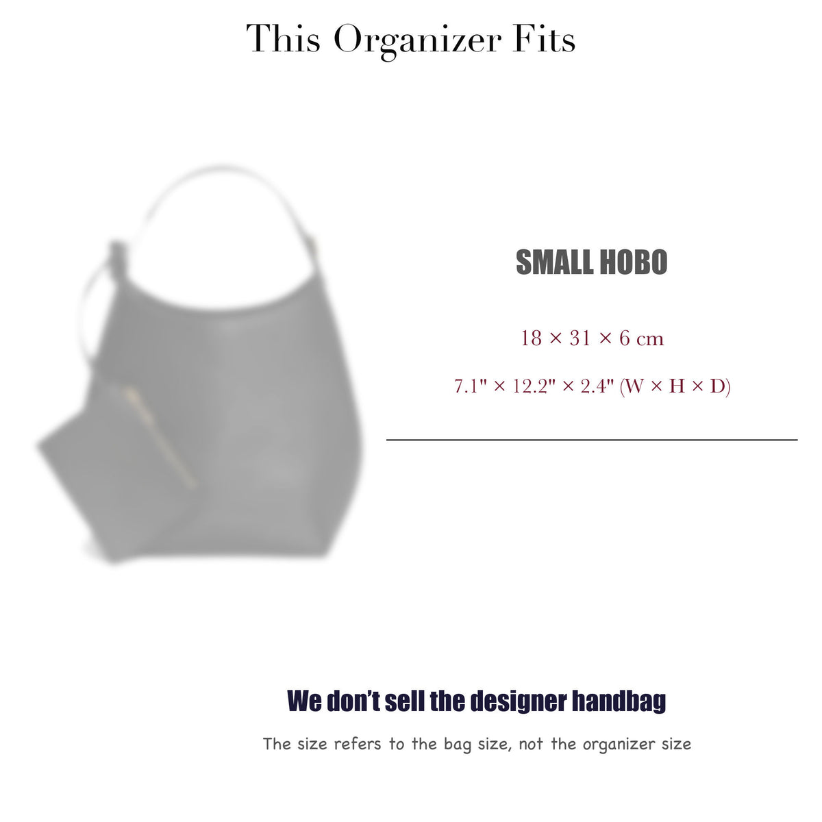 Bag Insert for (Celine, SMALL HOBO) Organizer of Silk Fabric