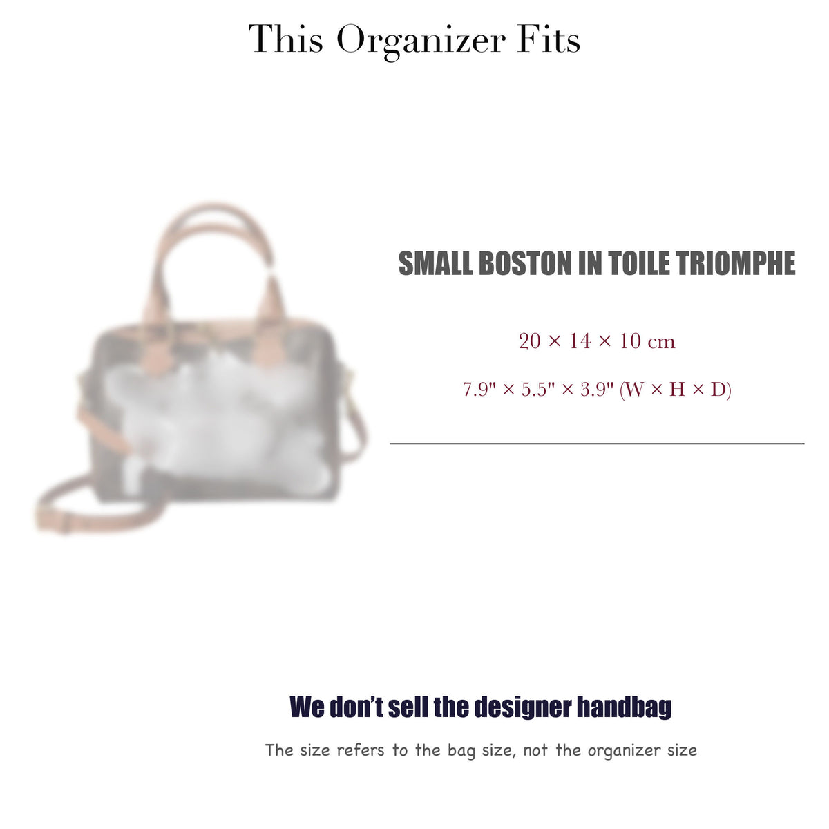 Bag Insert for (Celine, SMALL BOSTON IN Toile Triomphe) Organizer of Felt Fabric