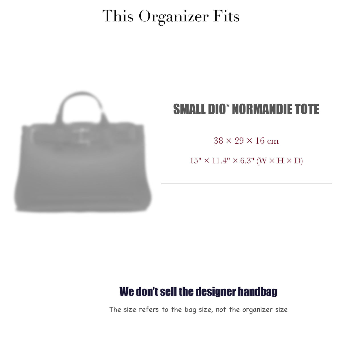 Bag Insert for (Dior, Small Dio* Normandie Tote) Organizer of Felt Fabric