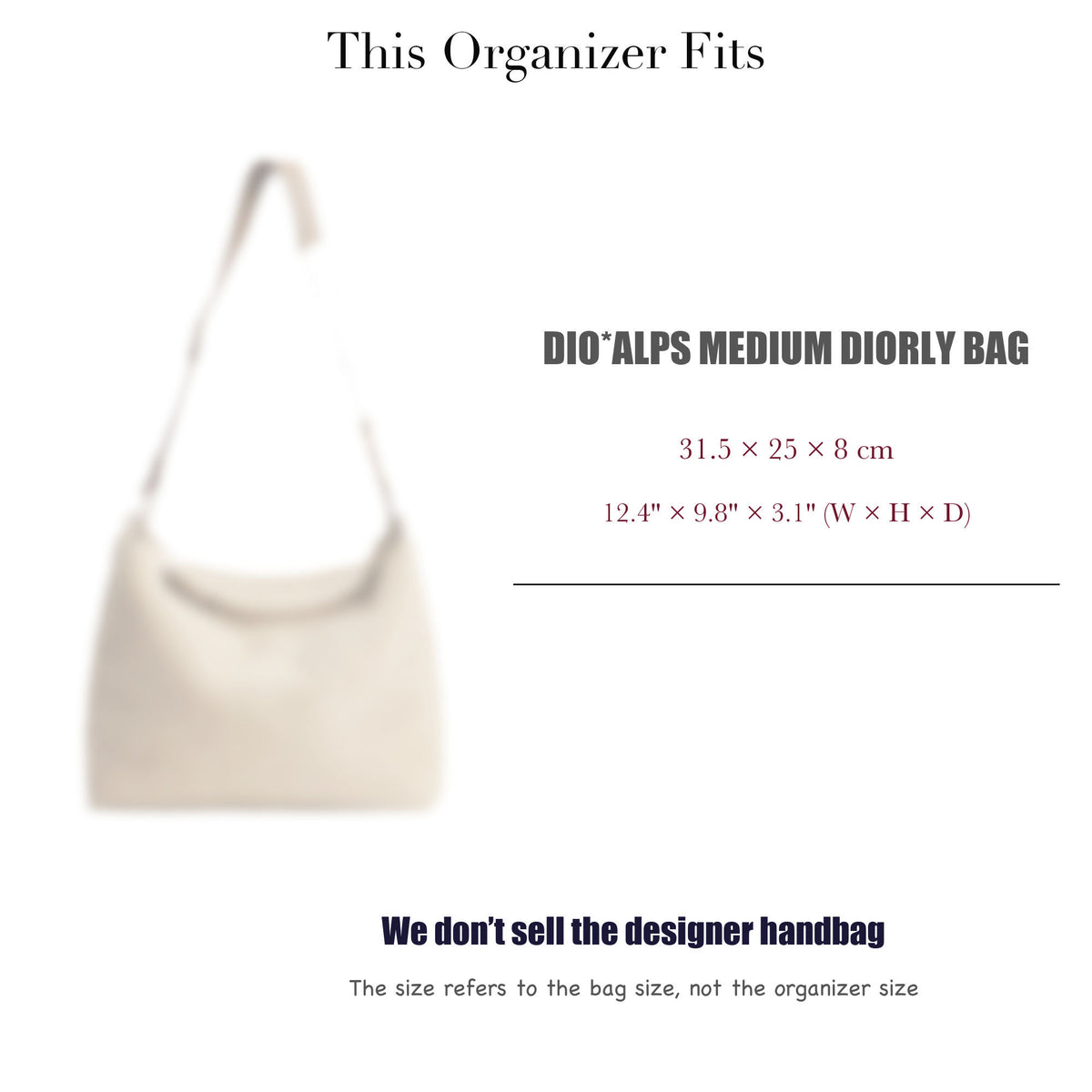 Bag Insert for (Dior, Dio*Alps Medium Diorly Bag) Organizer of Silk Fabric
