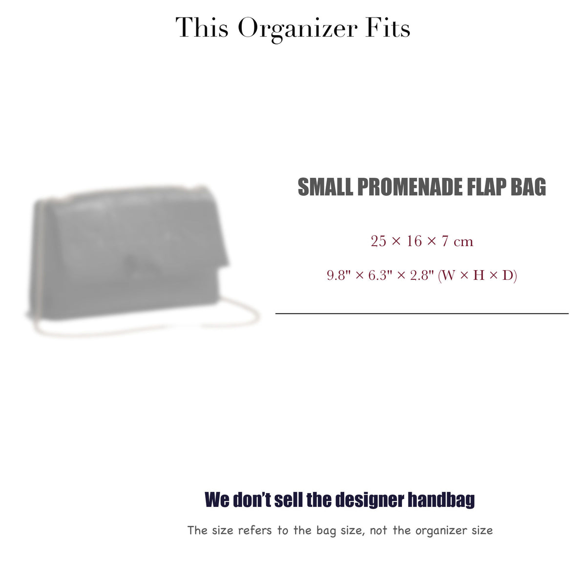 Bag Insert for (Dior, Small Promenade Flap Bag) Organizer of Felt Fabric