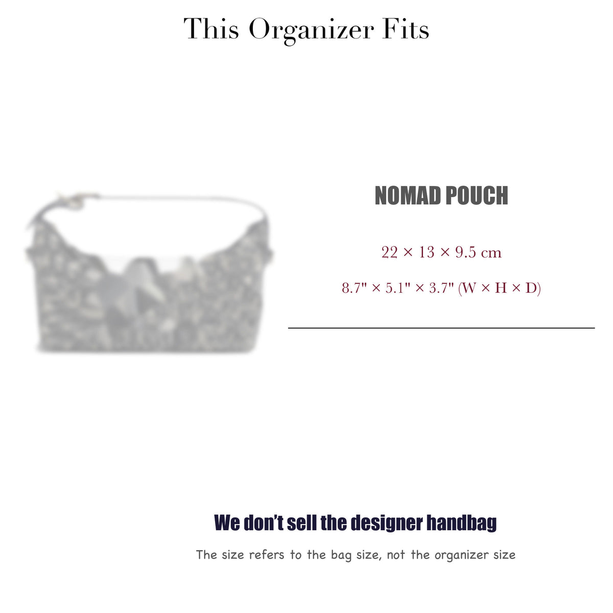 Bag Insert for (Dior, Nomad Pouch) Organizer of Silk Fabric