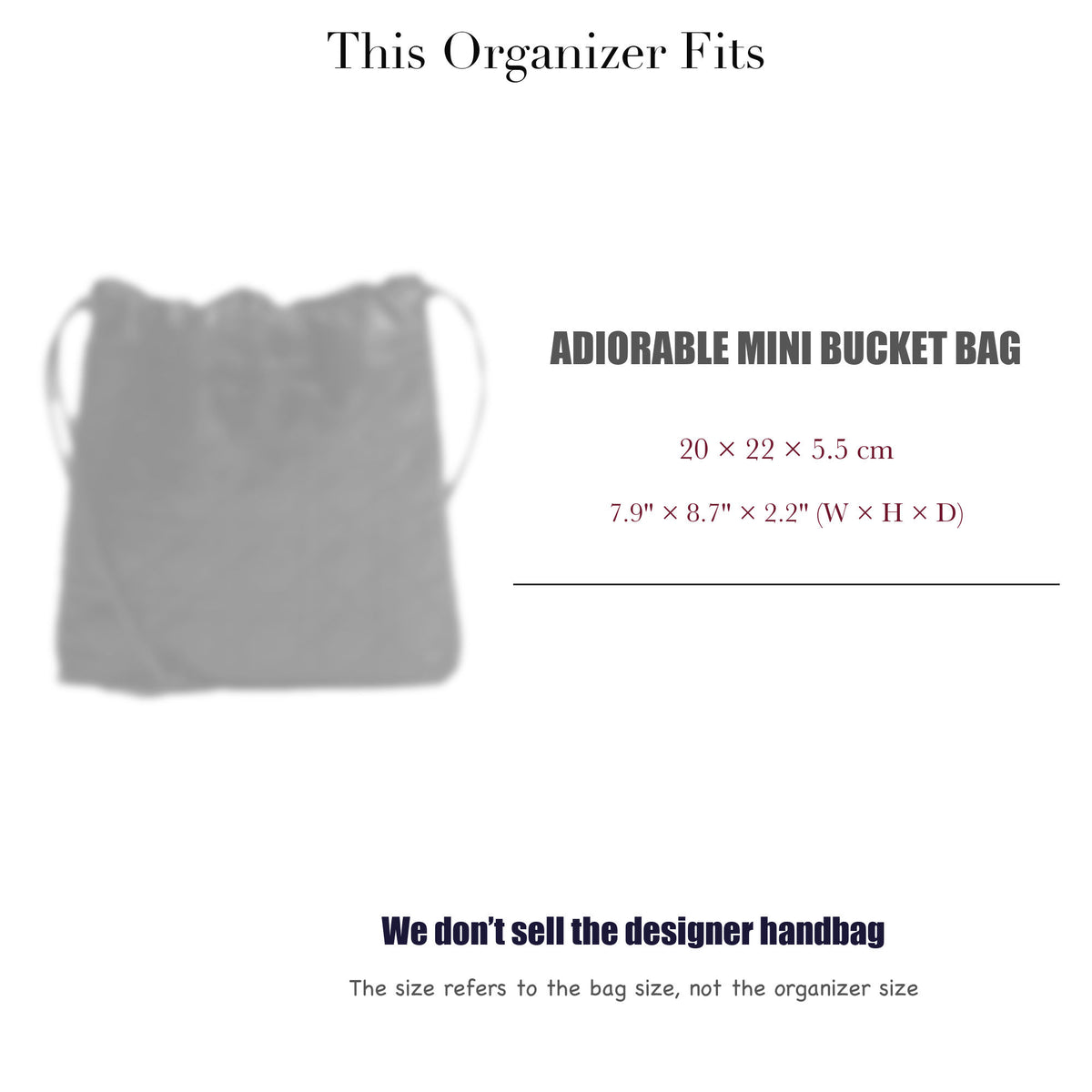 Bag Insert for (Dior, Adiorable Mini Bucket Bag) Organizer of Felt Fabric