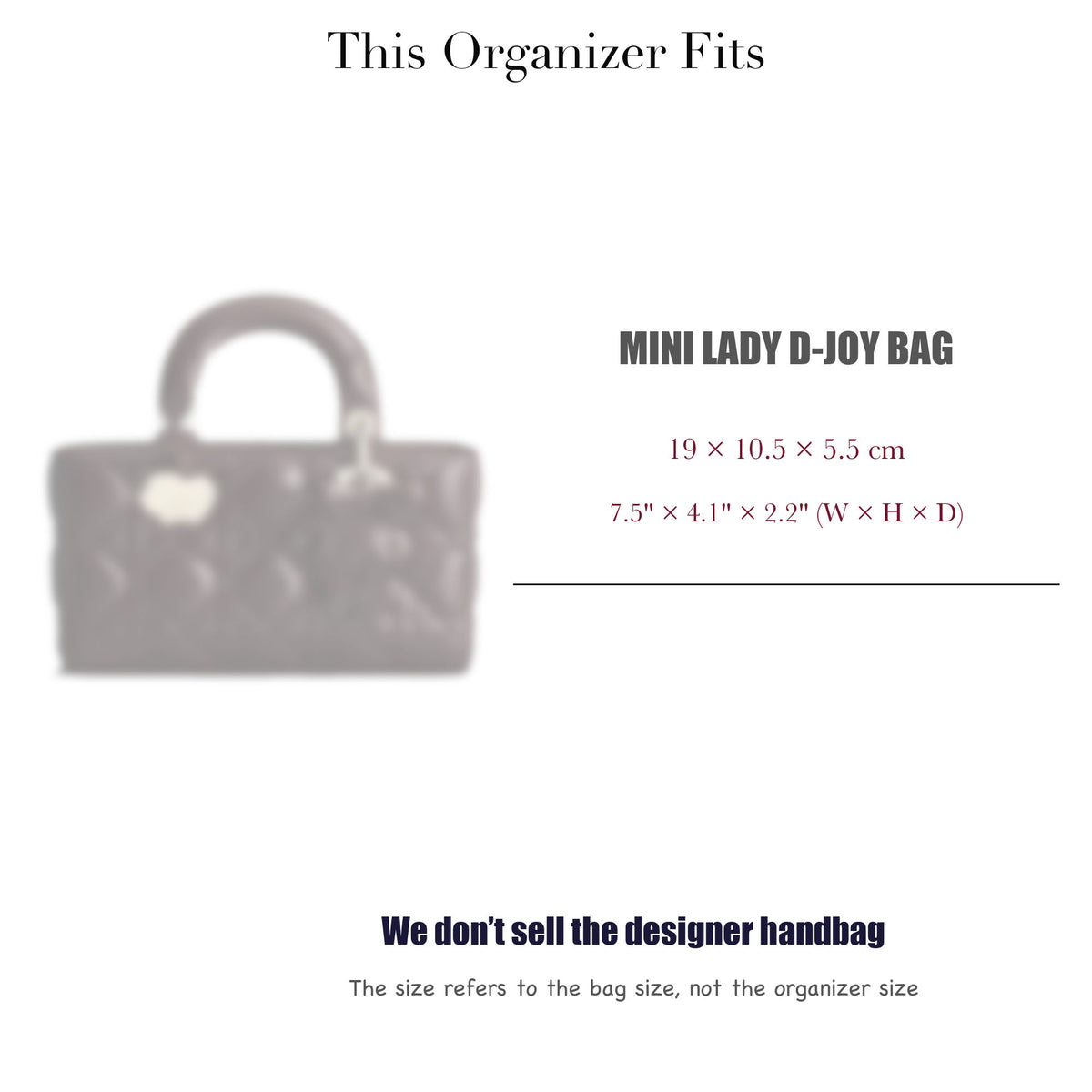 Bag Insert for (Dior, Mini Lady D-Joy Bag) Organizer of Felt Fabric
