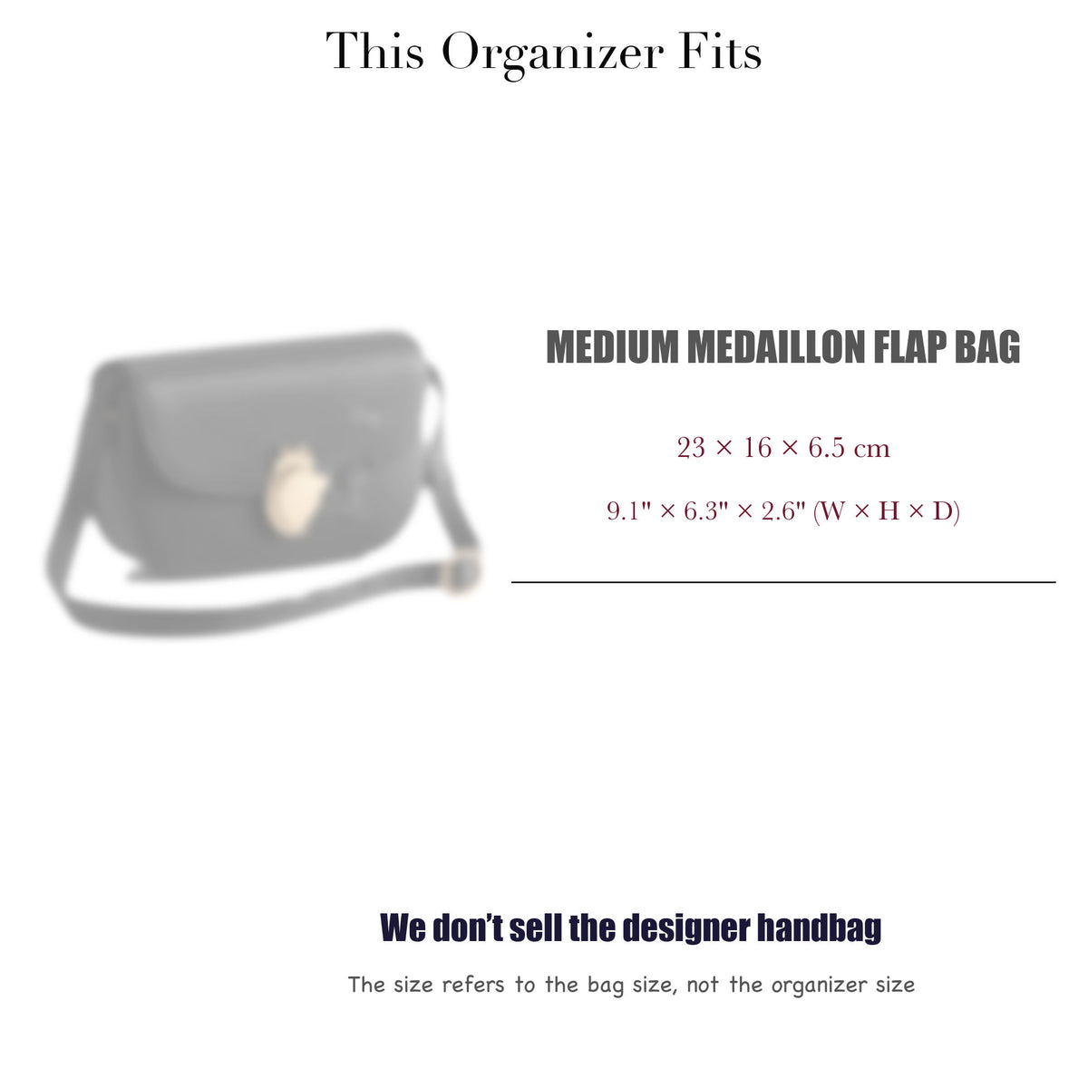 Bag Insert for (Dior, Medium Medaillon Flap Bag) Organizer of Felt Fabric