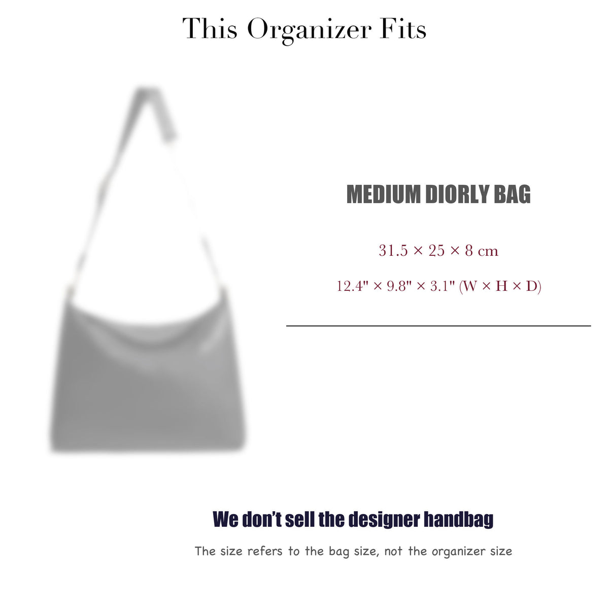 Bag Insert for (Dior, Medium Diorly Bag) Organizer of Silk Fabric