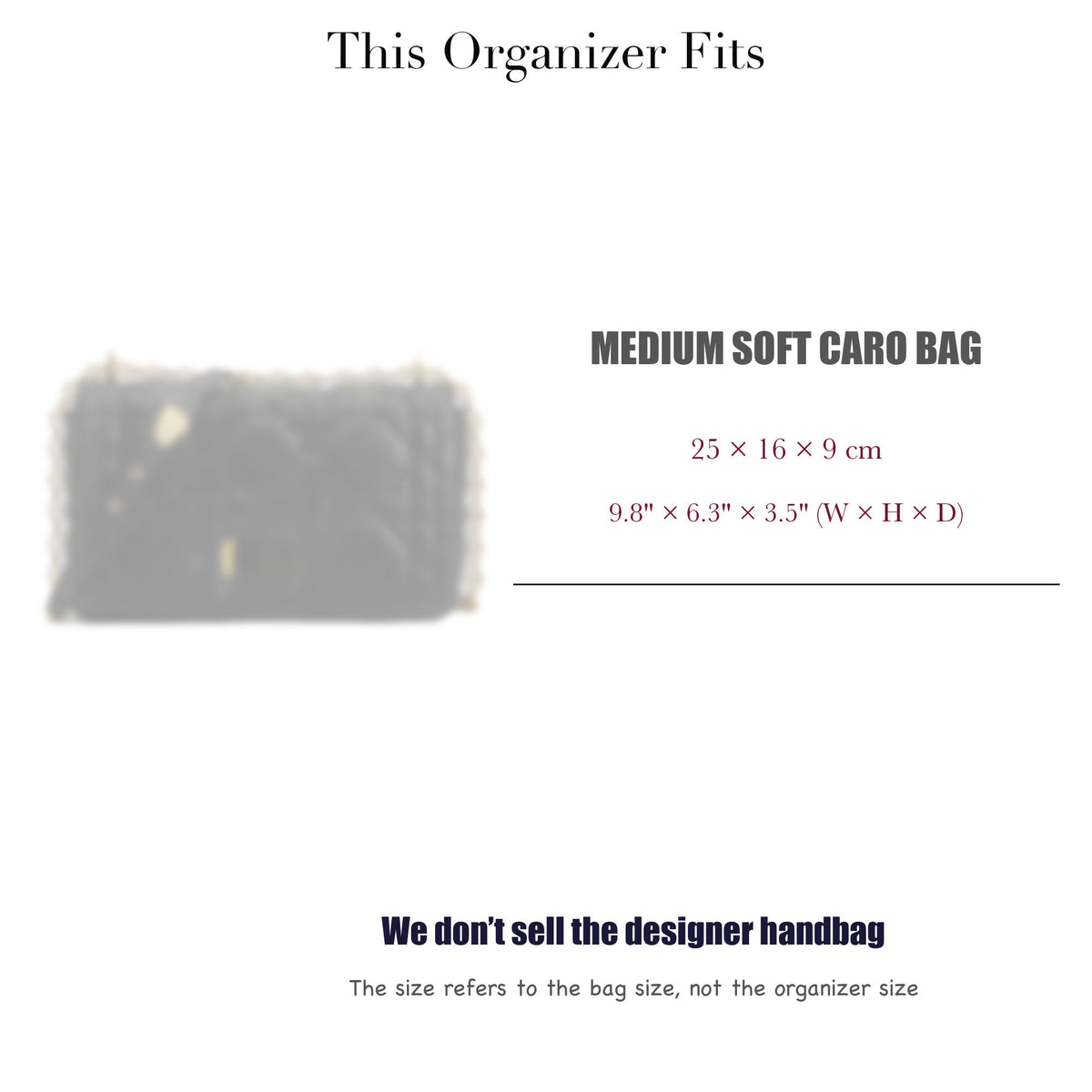 Bag Insert for (Dior, Medium Soft Caro Bag) Organizer of Felt Fabric