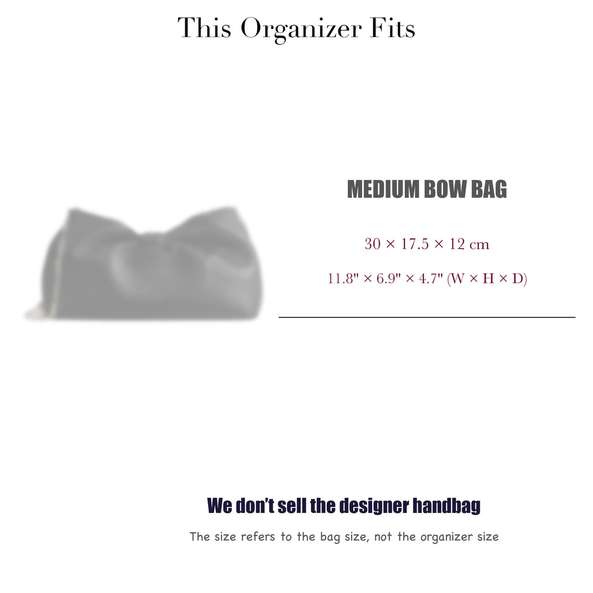 Bag Insert for (Dior, Medium Bow Bag) Organizer of Silk Fabric