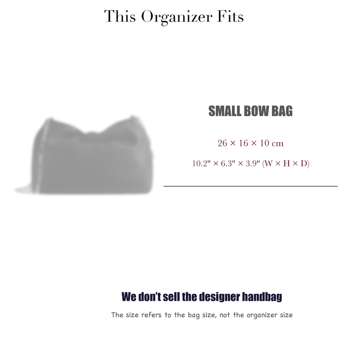 Bag Insert for (Dior, Small Bow Bag) Organizer of Felt Fabric