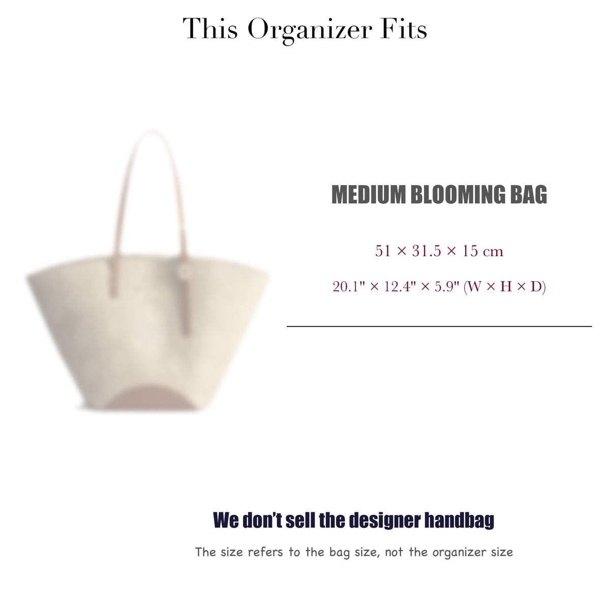 Bag Insert for (Dior, Medium Blooming Bag) Organizer of Nylon Fabric
