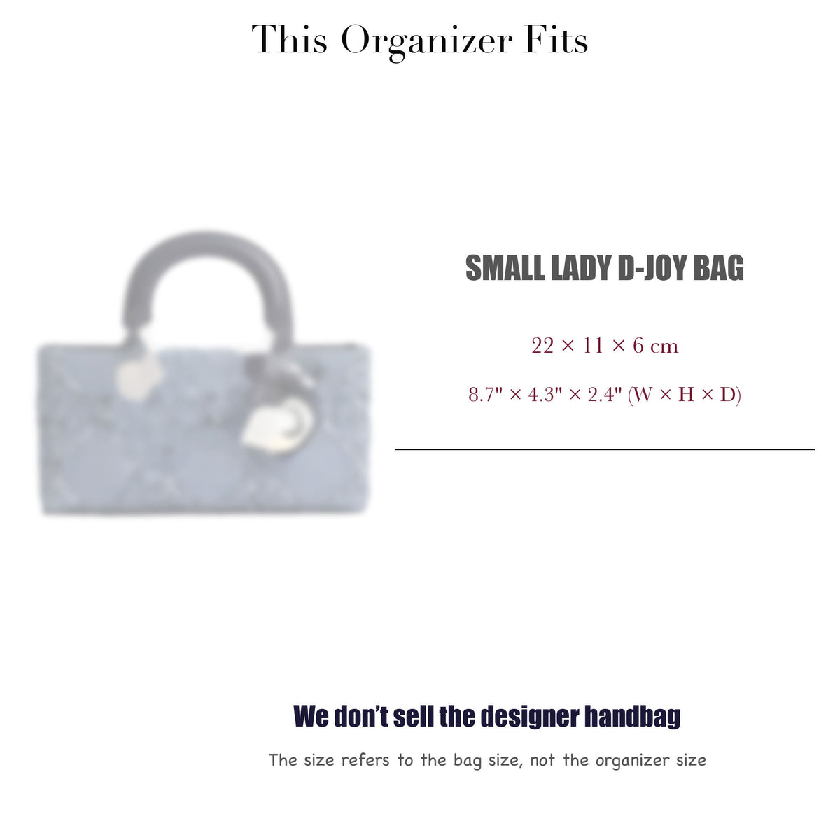 Bag Insert for (Dior, Small Lady D-Joy Bag) Organizer of Silk Fabric
