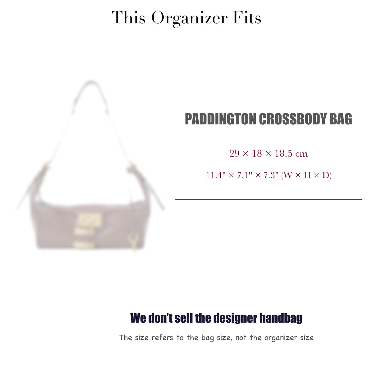 Bag Insert for (Chloe, Paddington Crossbody Bag) Organizer of Felt Fabric