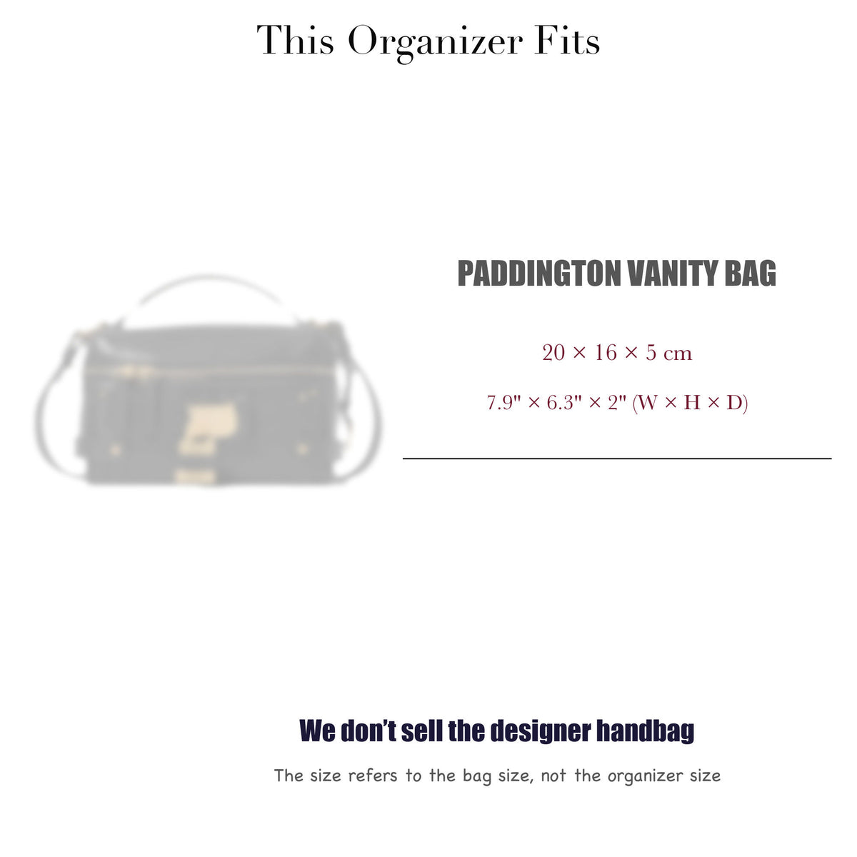 Bag Insert for (Chloe, Paddington Vanity Bag) Organizer of Silk Fabric