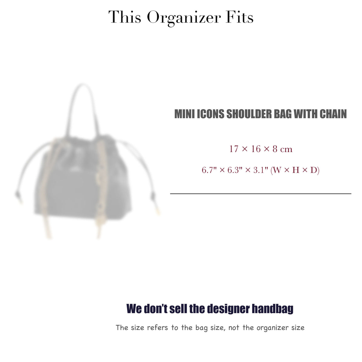 Bag Insert for (Chloe, Mini Icons Shoulder Bag With Chain) Organizer of Felt Fabric