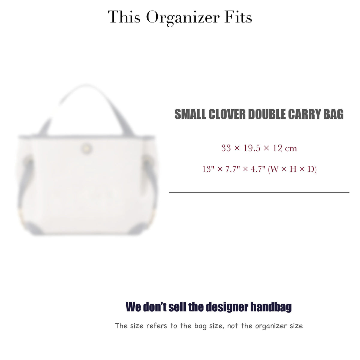 Bag Insert for (Chloe, Small Clover Double Carry Bag) Organizer of Nylon Fabric