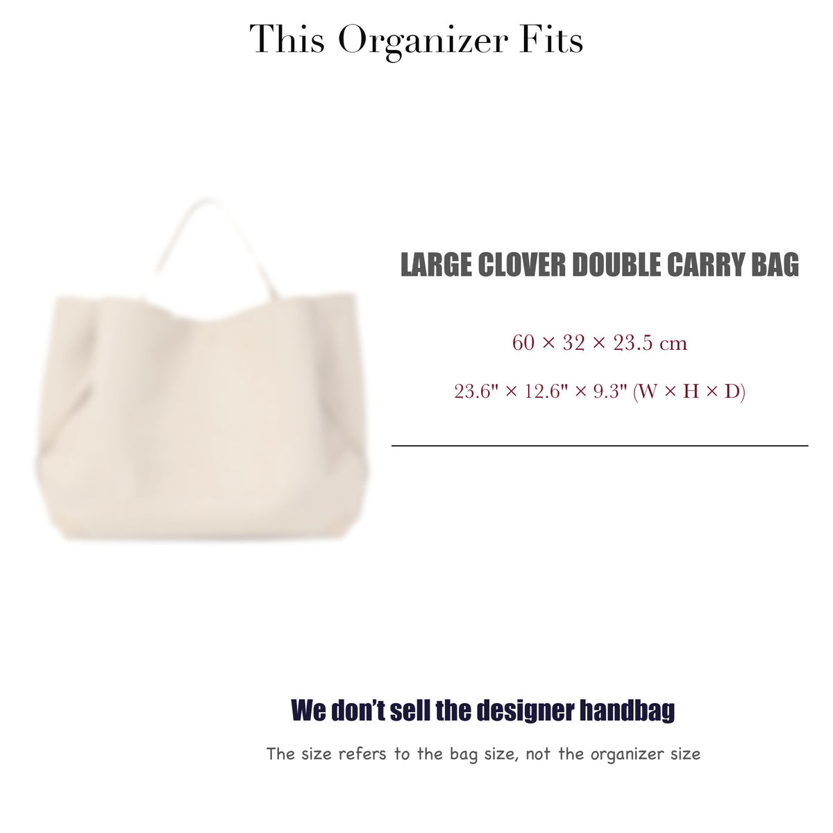 Bag Insert for (Chloe, Large Clover Double Carry Bag) Organizer of Nylon Fabric