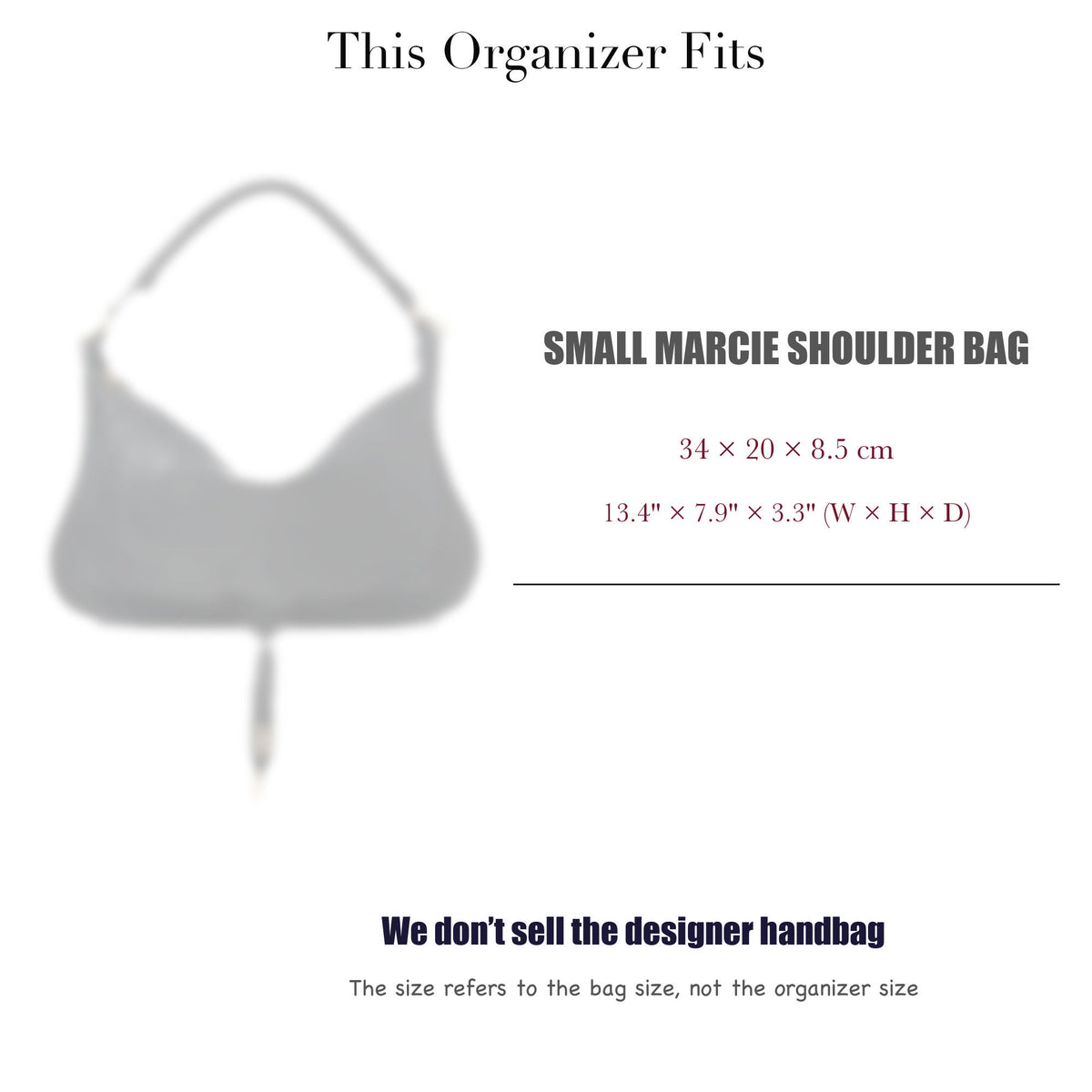 Bag Insert for (Chloe, Small Marcie Shoulder Bag) Organizer of Silk Fabric